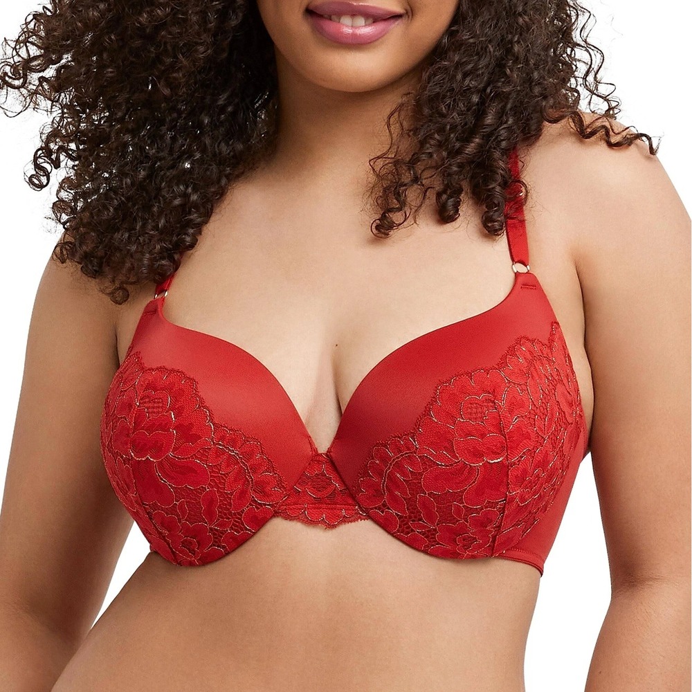 Maidenform Love The Lift Push Up Bra 36C Red Lace Plunging Neckline DM9900 - Picture 9 of 10